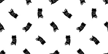 Kedi desensiz siyah kedi yavrusu uyuyan karikatür karalama hayvan illüstrasyonu kağıt kaplama arka plan tekrar duvar kağıdı sarısı