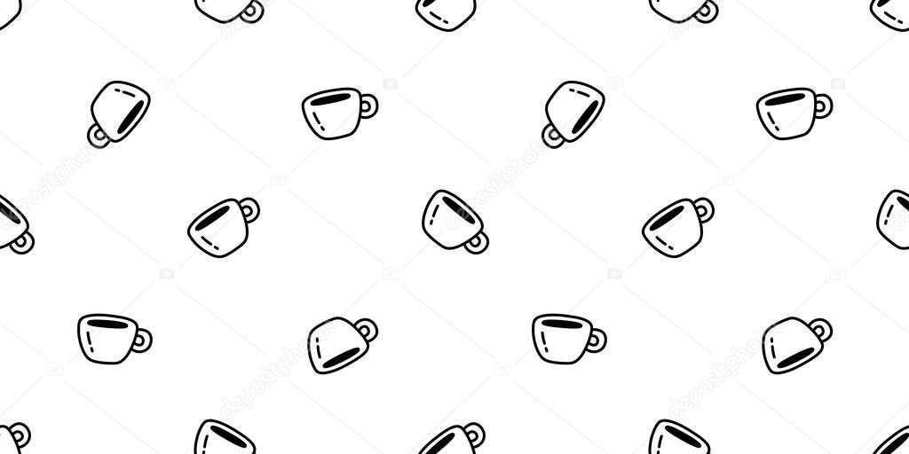Coffee cup seamless pattern hot tea vector cafe bakery water drinking cartoon doodle gift wrapping paper tile background repeat wallpaper scarf isolated illustration design