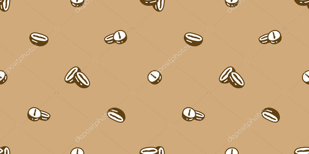Coffee beans seamless pattern cafe hot tea cup vector bakery water drinking cartoon doodle gift wrapping paper tile background repeat wallpaper illustration scarf isolated design