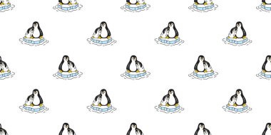 Penguen desensiz buzdağında oturan bebek karikatür karikatür karikatür hediye kâğıt kaplama arka plan tekrar duvar kağıdı çizimi izole tasarım