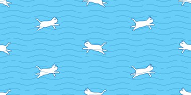 Kedi pürüzsüz desenli yüzme, yavru kedi karikatürü karalama hayvan çizimi hediye kâğıt kaplama arka plan tekrar duvar kağıdı eşarbı izole