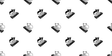 köpek desensiz Fransız buldog klavyesi müzik enstrümanı köpek yavrusu vektör karton kaplama arkaplan hediye kâğıdı tekrar duvar kağıdı karalama tasarımı izole tasarım