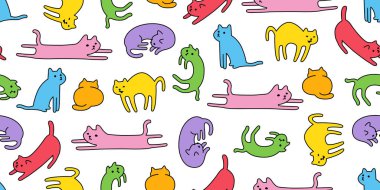 Kedisiz desenli kedi yavrusu. Renkli karikatür. Evcil hayvan resimli fayans.