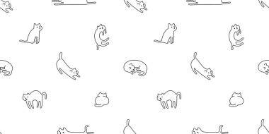 Kedisiz desenli kedi yavrusu beyaz karalama karikatür hayvan resimli fayans kaplama kağıt eşarp izole tekrar duvar kağıdı