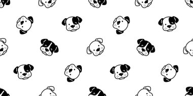 Köpek desensiz köpek yavrusu gülümseyen surat Fransız buldog cins karikatür karikatür karo kaplama arka plan hediye kağıdı tekrar duvar kâğıdı çizimi izole tasarım