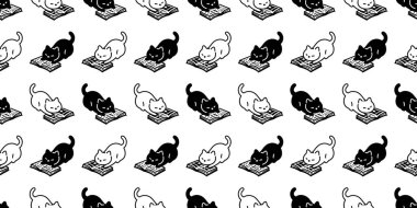 Kedi desensiz kitap, kedi yavrusu, karikatür, karalama, hayvan resimleri, fayans, kaplama kâğıdı, duvar kâğıdı, beyaz eşarp izole edilmiş.