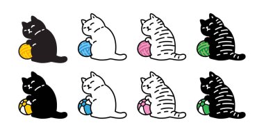 kedi vektörü kedi yavrusu iplik renkli plaj topu calico doodle çizgi film karakteri hayvan sembolü izole edilmiş tasarım