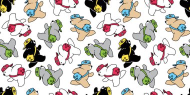 Ayı desensiz kutup ayısı koşu çantası şapka şapka vektör karalama oyuncak ayı hediye kâğıt kaplama arka plan Duvar kağıdı eşarbı izole illüstrasyon tasarımı