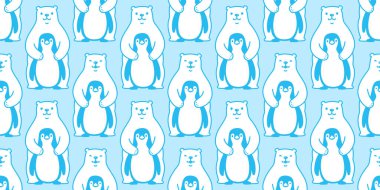 Ayı desensiz kutup ayısı penguen kuş vektör karikatürü karalama oyuncak fayans arkaplan hediye kâğıdı tekrar sarma duvar kağıdı eşarp izole tasarım