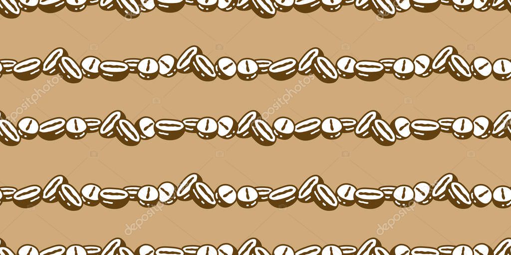 Coffee beans seamless pattern cafe hot tea cup vector bakery water drinking cartoon doodle gift wrapping paper tile background repeat wallpaper illustration scarf isolated design brown