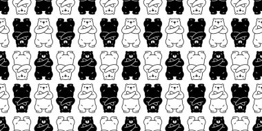 Ayı desensiz kutup ayısı çapraz kol hareketi vektör karikatür ayıcık eşarbı izole edilmiş hediye paketi kağıt kaplama arka plan tekrar duvar kağıdı illüstrasyon tasarımı