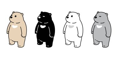 Ayı vektörü kutup ayısı simgesi ayakta duran ayıcık çizgi film karakteri karalama logosu çizim sembolü tasarımı