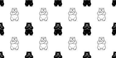 Ayı desensiz kutup ayısı çapraz kol vektör karikatür oyuncak ayı pozu kağıt kaplama arka plan tekrar duvar kağıdı eşarbı izole illüstrasyon tasarımı