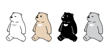 Ayı vektörü kutup ayısı simgesi yürüyen oyuncak çizgi film karakteri karalama logosu illüstrasyon tasarımı