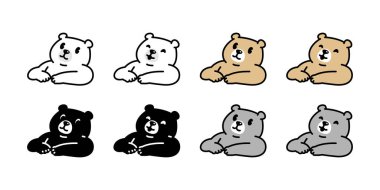 Ayı vektörü kutup ayısı ikonu Teddy gülümseyen çizgi film karakteri doodle logo çizim sembolü tasarımı