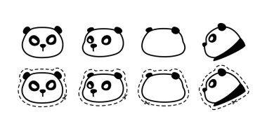 panda kutup ayısı simgesi baş vektör etiketi Teddy çizgi çizgi çizgi film karakteri logo illüstrasyon sanatı izole edilmiş
