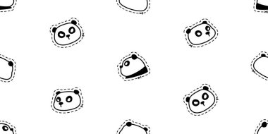 Pandanın pürüzsüz desenli yüzü çizgi çizgi çizgi çizgi çizgi etiketi kutup ayısı vektörü karalama ayıcık fayans arkaplan hediye paketi eşarp izole tekrar duvar kağıdı illüstrasyon tasarımı