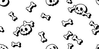 Kafatası kemikleri pürüzsüz Cadılar Bayramı çapraz kemikleri hayalet vektör karikatür karikatür karalama kağıt kaplama arka plan tekrar duvar kağıdı eşarp izole şeytan illüstrasyon tasarımı