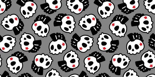 Kafatası desensiz Cadılar Bayramı punk yıldızı Mohawk saç stili vektör hayalet hayalet çapraz kemikler karikatür karalama kağıt kaplama arka plan tekrar duvar kâğıdı eşarp izole şeytan çizim de