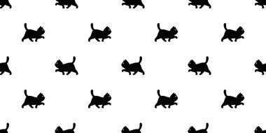 Siyah kedi desensiz kedi yavrusu yürüyen ikon vektör calico karalama çizgi film hayvan illüstrasyonu fayans arkaplan hediye kâğıdı tekrar duvar kağıdı eşarbı izole
