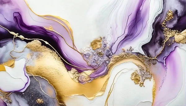 Swirl of purple gold marble abstract background, Liquid marble design abstract, light violet  tones with golden, Paint marble texture. Alcohol ink colors
