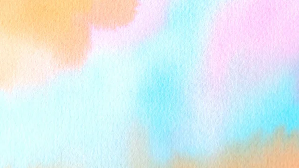 ピンクグリーンブルーイエローとパープルの明るい虹色のパフな雲で抽象的な夕日空のカラフルな水彩の背景 ウェブとコンポジションの抽象的な絵画バナー — ストック写真