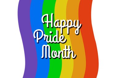 LGBT gökkuşağı gururu ve mutlu gurur ayı. Gökkuşağı Gurur Bayrağı Renkleri. Gurur Ayı Metni ile Banner İllüstrasyonu