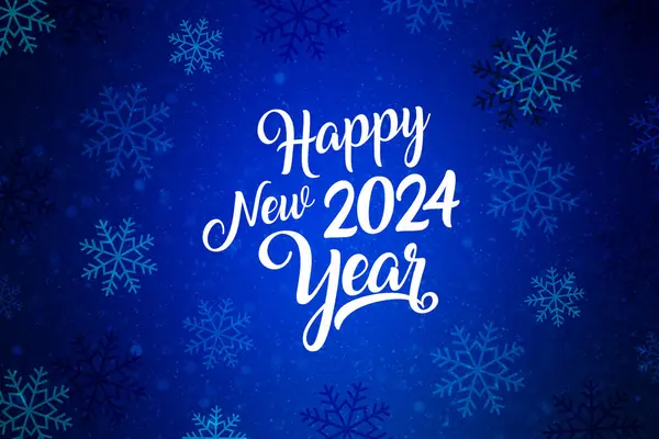 Feliz Año Nuevo 2024 Tarjeta Felicitación Con Copos Nieve Imágenes de stock libres de derechos