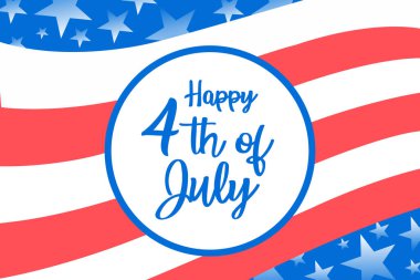 Bağımsızlık Gününüz kutlu olsun. Mavi arka planda Amerikan bayrakları. 4 Temmuz.