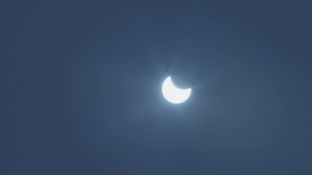 Eclissi Solare Parziale Ottobre 2022 Copertura Sun Posizione Mosca Filtro — Video Stock