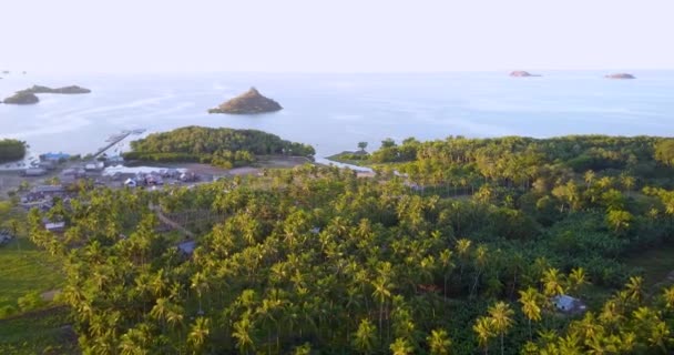 Βραδινή Θέα Του Χωριού Riung Κοντά Στο Island Marine Park — Αρχείο Βίντεο