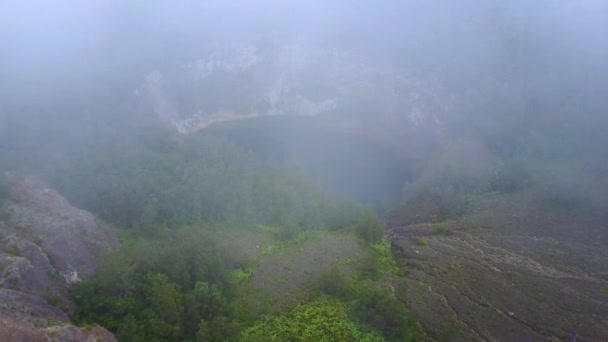 Časné Ráno Mlhavý Letecký Pohled Kelimutu Tři Barevné Jezera Východní — Stock video