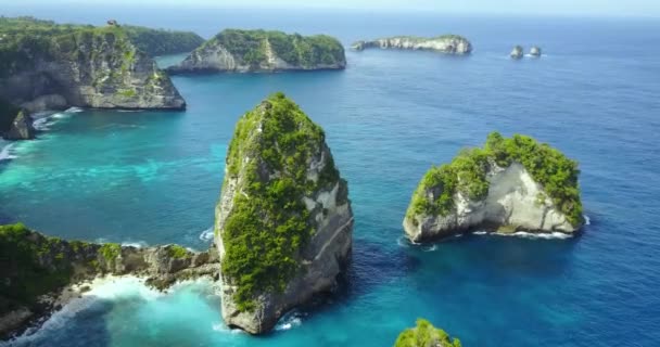Widok Lotu Ptaka Pobliżu Plaży Atuh Nusa Penida Bali Indonezja — Wideo stockowe