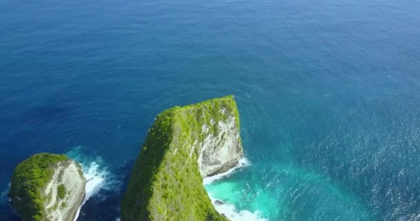 Αεροφωτογραφία Της Παραλίας Kelingking Και Των Βράχων Γύρω Από Nusa — Αρχείο Βίντεο