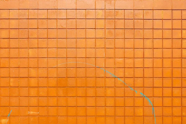 Een Abstracte Afbeelding Van Een Buitenmuur Van Kleine Vierkante Oranje — Stockfoto