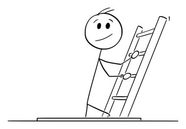 Yerden gelen kişi, merdivene tırmanan, çizgi film karakteri figürü veya karakter çizimi..