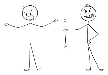 Person holding or taking back or body of another person, vector cartoon stick figure or character illustration. clipart