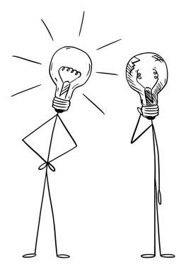 Problem solving, creativity and thinking , vector cartoon stick figure or character illustration.