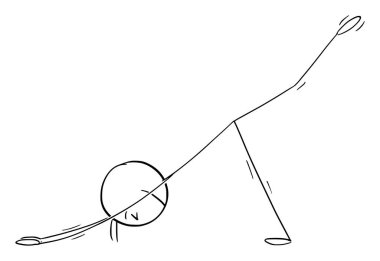 Person practicing in yoga pose, vector cartoon stick figure or character illustration.