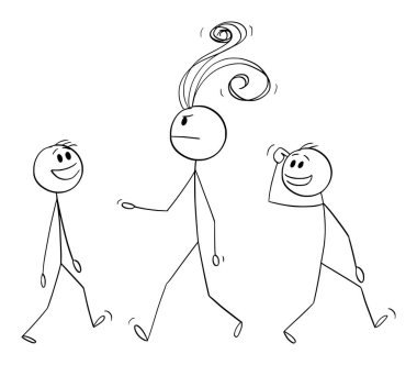 Person with eccentric or bizarre hair style, vector cartoon stick figure or character illustration.