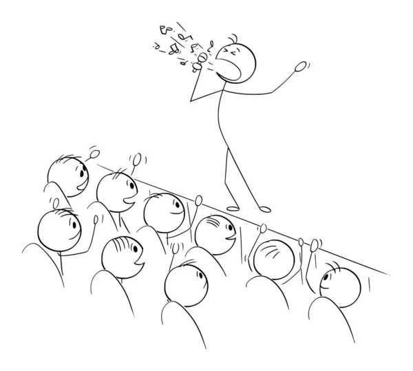 Star Singer Singing Stage Audience Happy Vector Cartoon Stick Figure — стоковый вектор