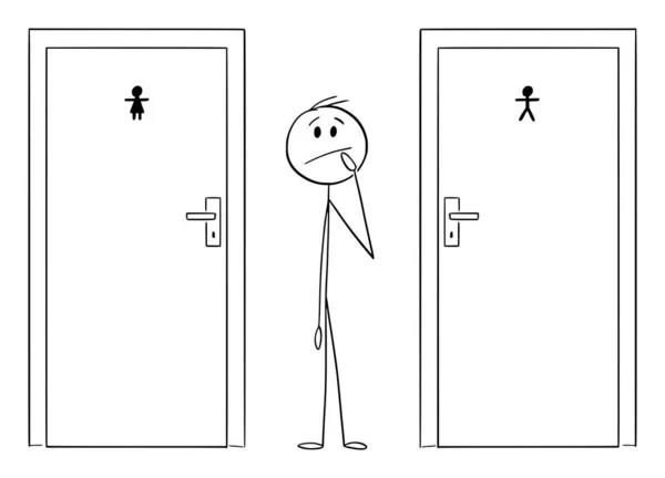 Weibliches Oder Männliches Badezimmer Toilette Oder Toilette Vektor Cartoon Strichfigur — Stockvektor