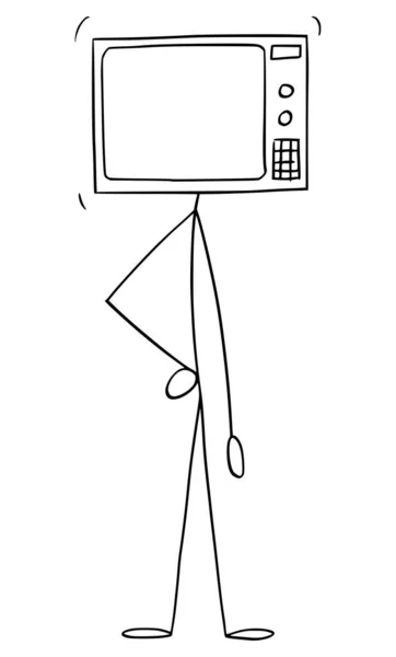 Persona Con Televisión Como Cabeza Figura Vectores Dibujos Animados Ilustración — Vector de stock