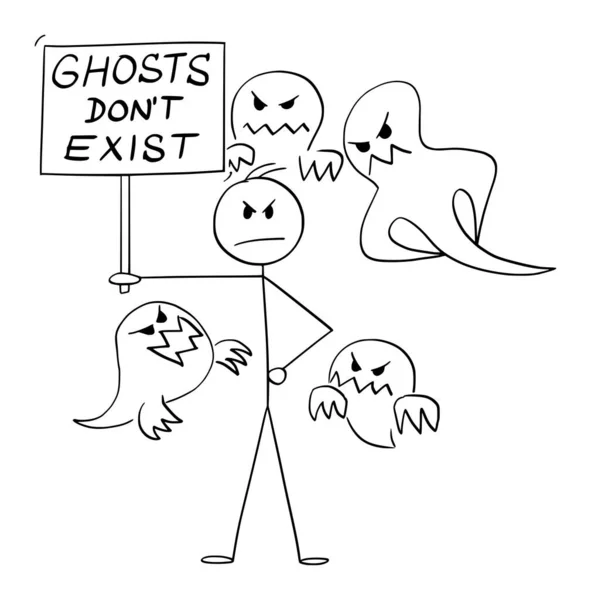 Personne Tenant Des Fantômes Existe Pas Signe Dessin Animé Vectoriel — Image vectorielle