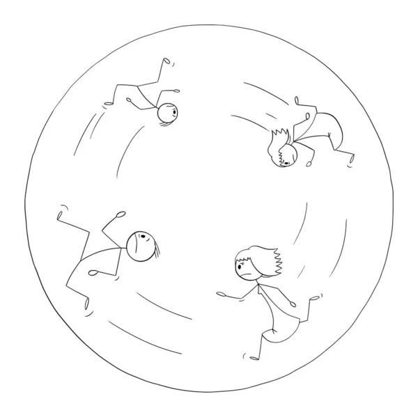 Problemen Familie Met Probleem Loopt Voor Altijd Cirkel Vector Cartoon — Stockvector