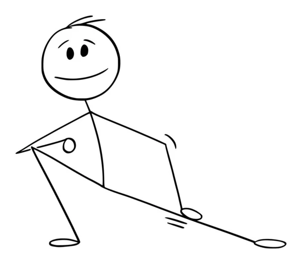 Doos Van Body Stretching Vector Cartoon Stick Figuur Karakter Illustratie — Stockvector