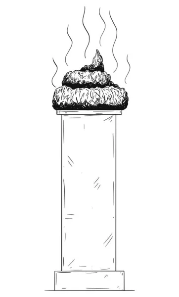 Crap Shit Turd Pedestal Vector Cartoon Stick Figure Character Illustration — 스톡 벡터