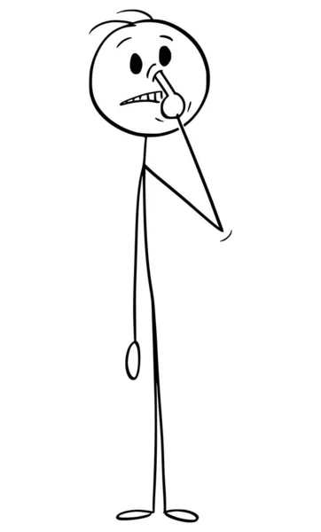 Person Finger Nose Vector Cartoon Stick Figure Character Illustration — Stock Vector