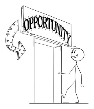 Person or businessman looking for opportunities, vector cartoon stick figure or character illustration. clipart