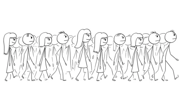 Crowd People Businessmen Walking Vector Cartoon Stick Figure Character Illustration — Stock Vector